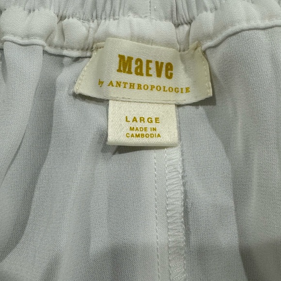 NWOT Anthropologie Maeve White Silky Parachute Pants Size Large - Picture 4 of 5